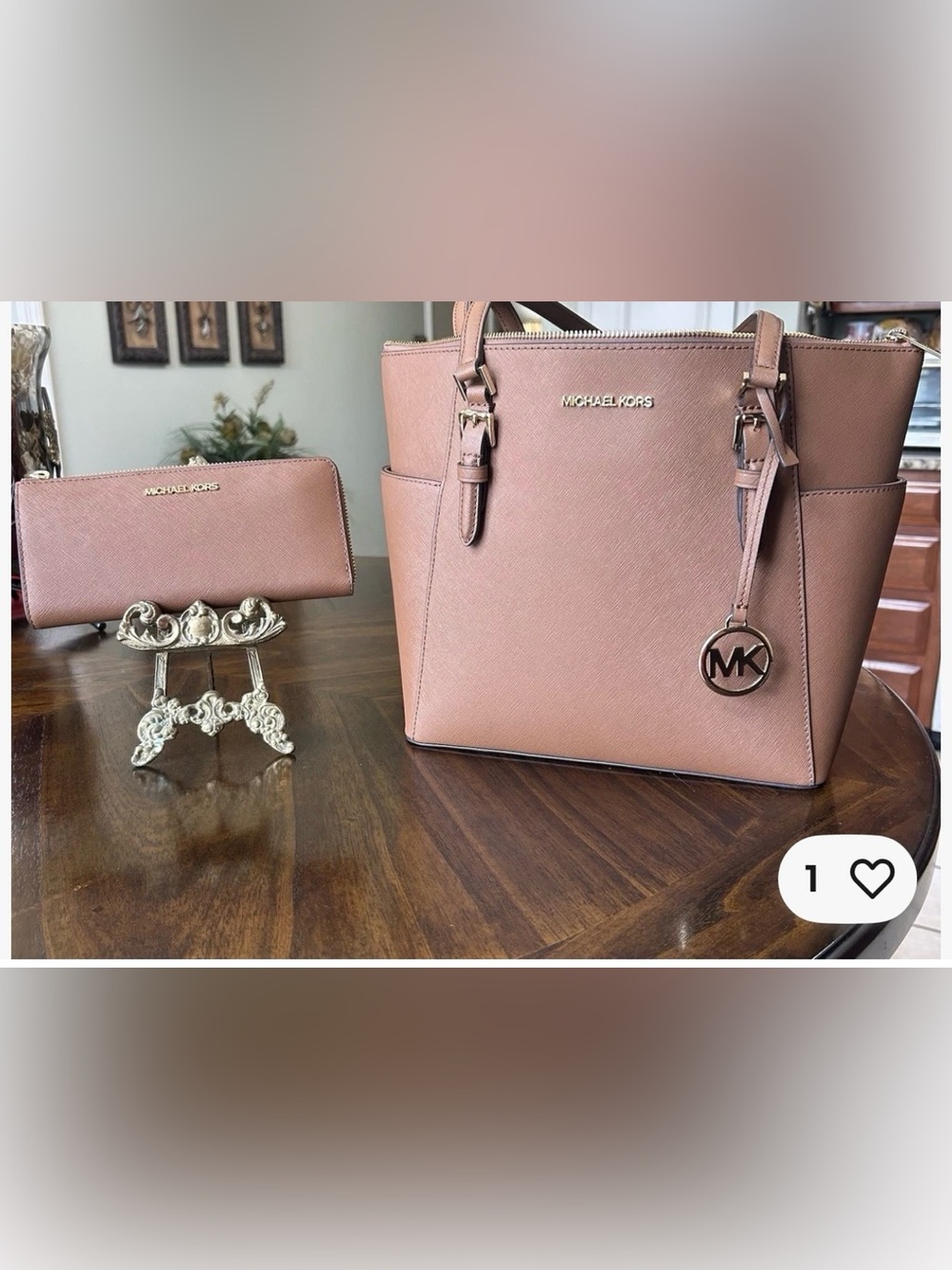 Michael Kors Beige and Brown Leather-Trim Tote